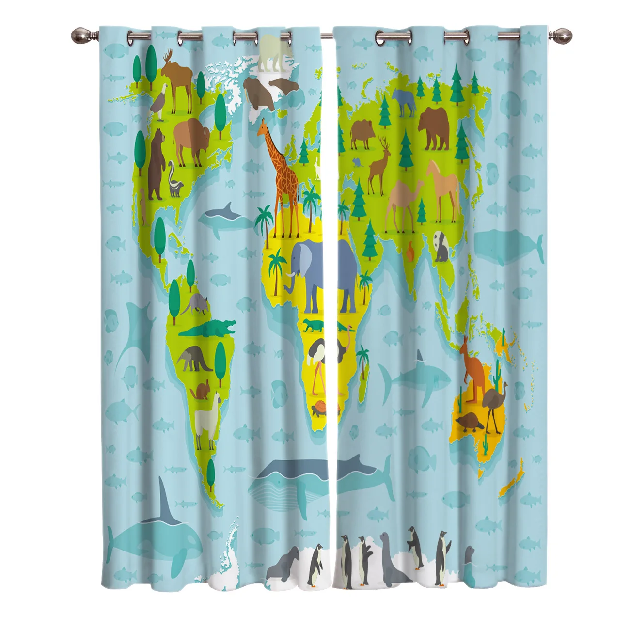 Оконные шторы с мультяшными животными занавески для гостиной декоративные