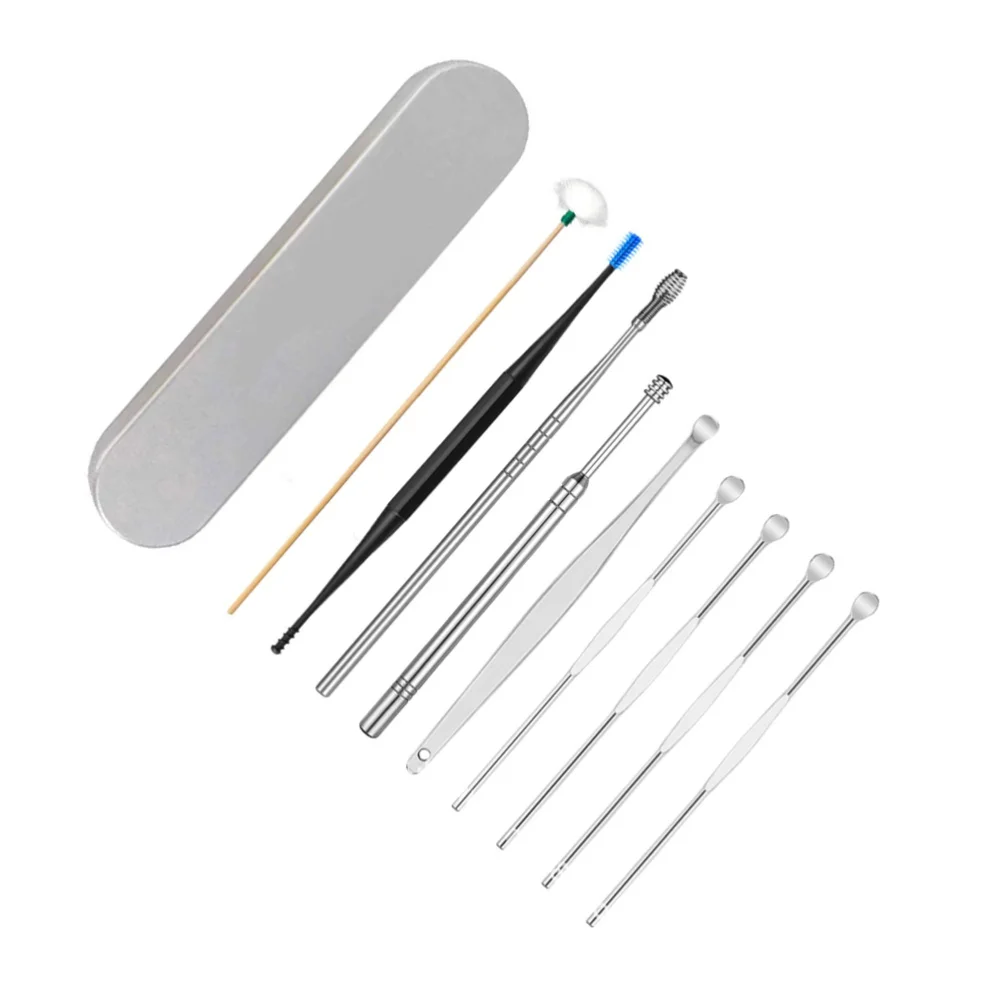

1 Set of Stainless Steel Ear Pick Tools Cleaning Tools with A Iron Box (Silver)