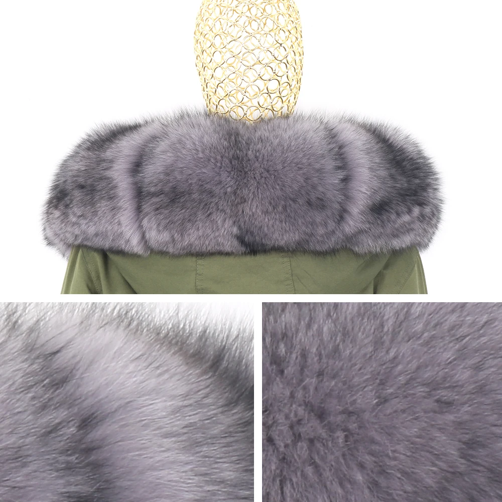 Women Winter Real Fur Coat Long Fur Jacket Waterproof Windproof Parka Real Fox Fur Hood Overcoat Warm Outerwear Fashion Designer