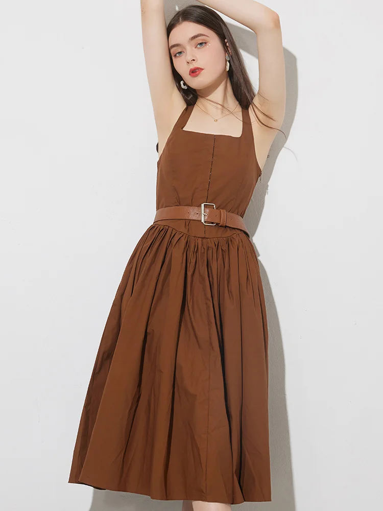 

Платье во французском стиле, Новинка весна-лето 2021, дизайнерская облегающая юбка на бретелях с открытой спиной и закрытой талией без рукаво...