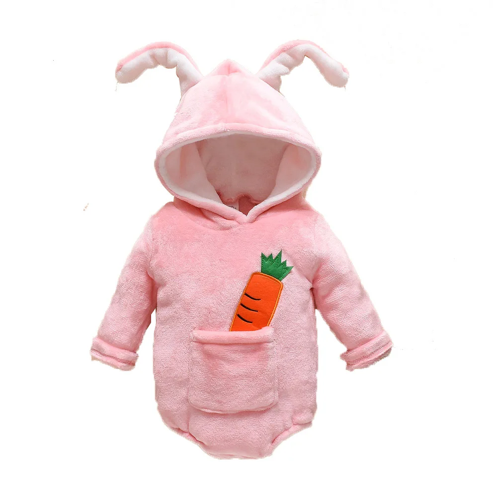 Осенне зимний домашний теплый и бархатный комбинезон с большими кроличьими