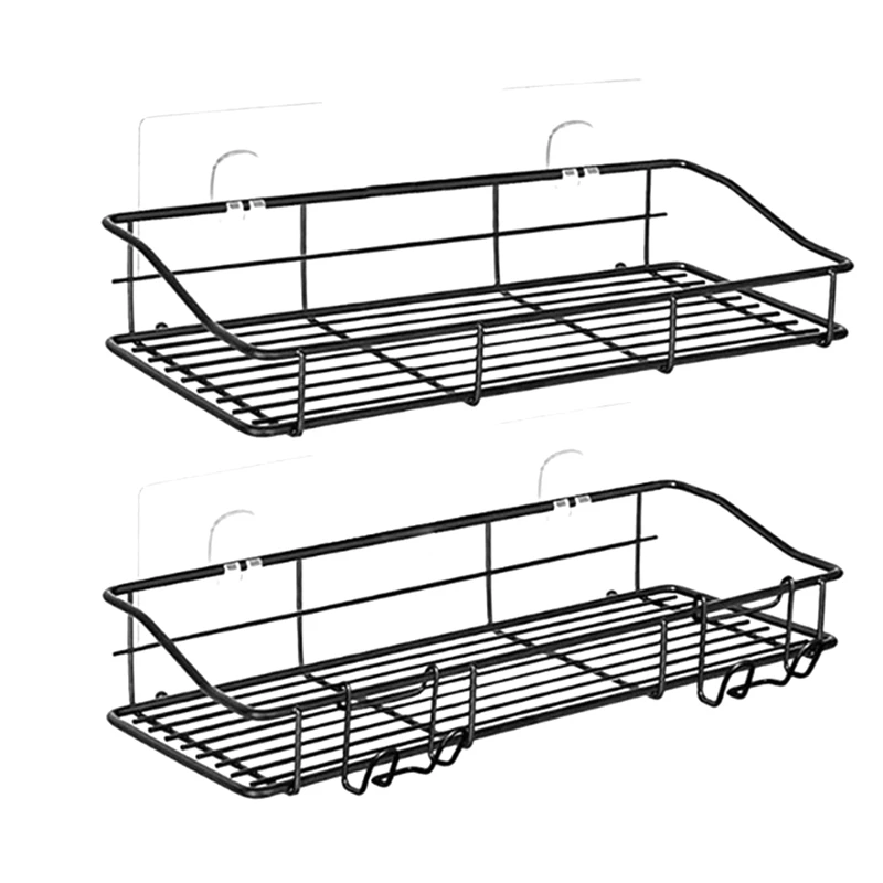 

1Set Iron Bathroom Storage Shelf Punch-Free Kitchen Bathroom Toilet Wall Hanging Storage Rack with Hook