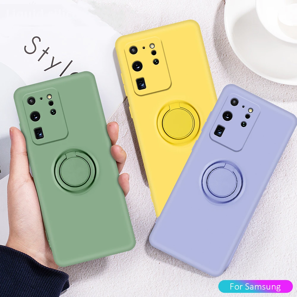 Чехол подставка с кольцом на палец для Samsung Galaxy S10 S 21 Магнитный чехол подставкой S21
