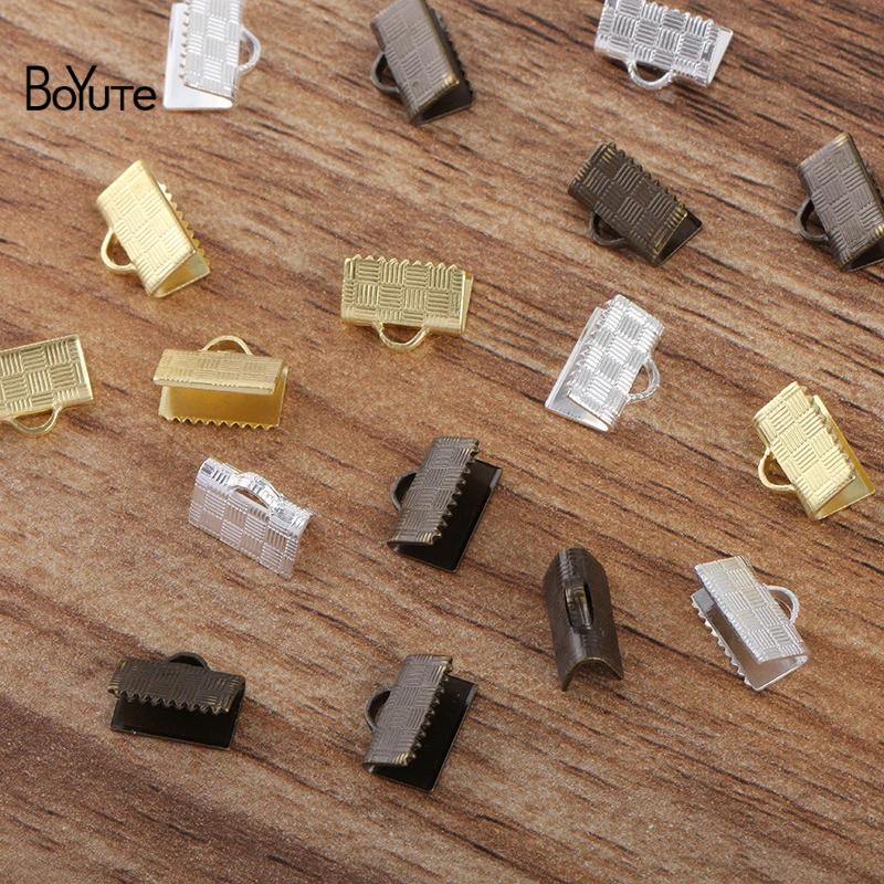 

BoYuTe (200 Pieces/Lot) 10MM Metal Brass Ribbon Clip Connectors Handmade Diy Jewelry Accessories Materials