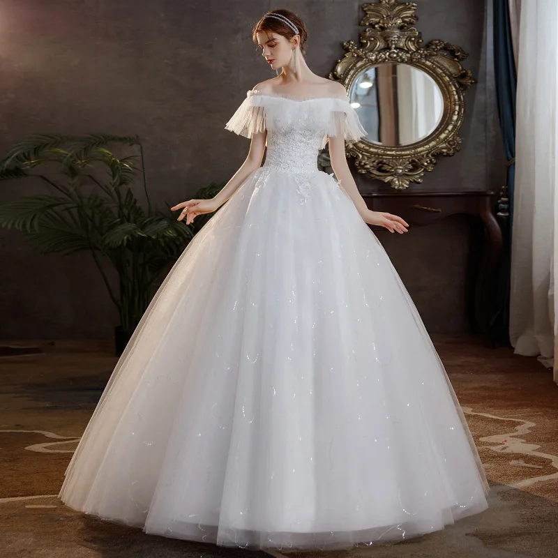 

С вырезом «лодочка размера плюс, свадебное платье, свадебное платье бальное платье принцессы на свадьбу с кружевом и вышивкой, платье Vestido De ...