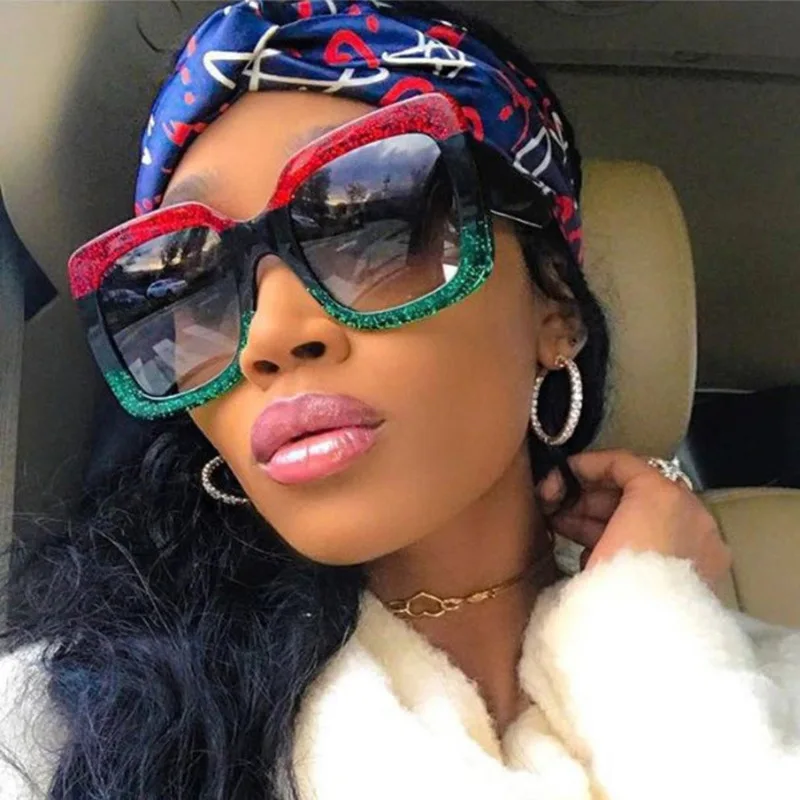 

2020 Large Frame Square Sunglasses Women Luxury Brand Designer Oversized Eyeglasses Vintage Gradient Lens Oculos Feminino UV400