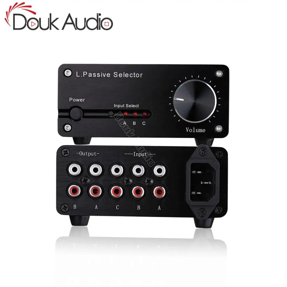 Дук аудио мини Пассивный предусилитель Hi-Fi селектор 3-в-2-OUT Audio коммутатор коробка с отслеживанием объема работы Управление регулируемой громкостью