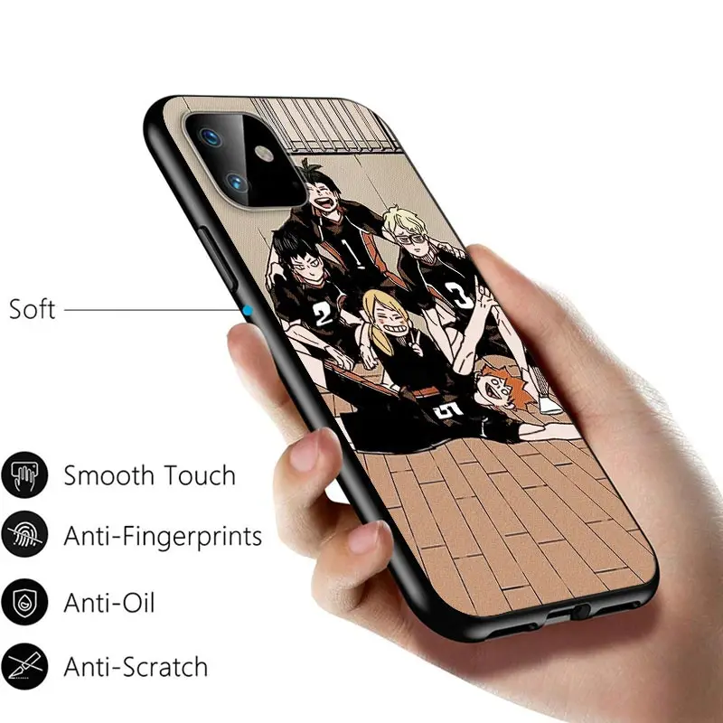 

Anime Volleyball Haikyuu For Apple iPhone 12 11 Pro Max mini XS Max XR X 8 7 6 6S Plus 5S SE 2020 Soft Black Phone Case