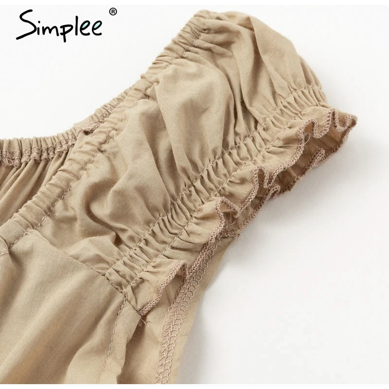 Летнее женское льняное платье Simplee винтажное плиссированное вечернее цвета хаки