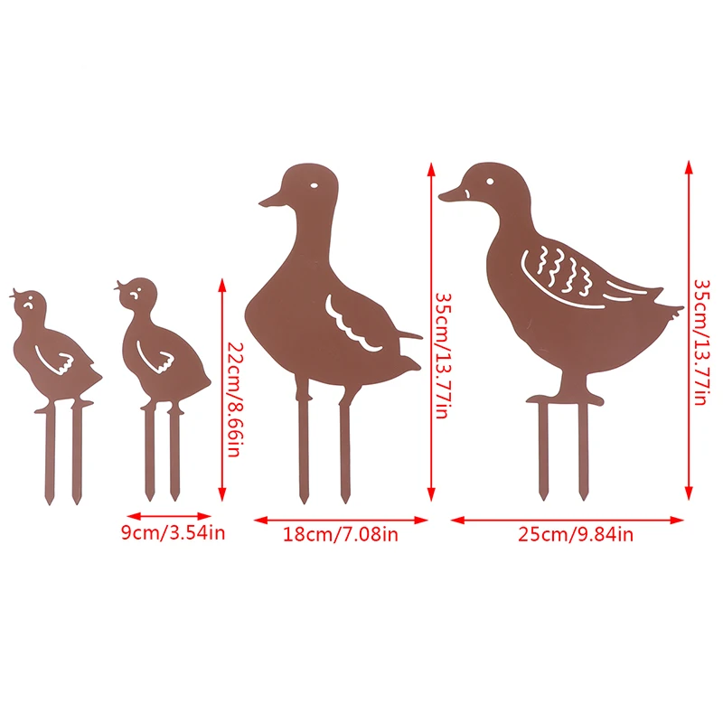

4Pcs Retro Party Decoration Garden Plugs Lawn Iron Inserted Wedding Home Ducks