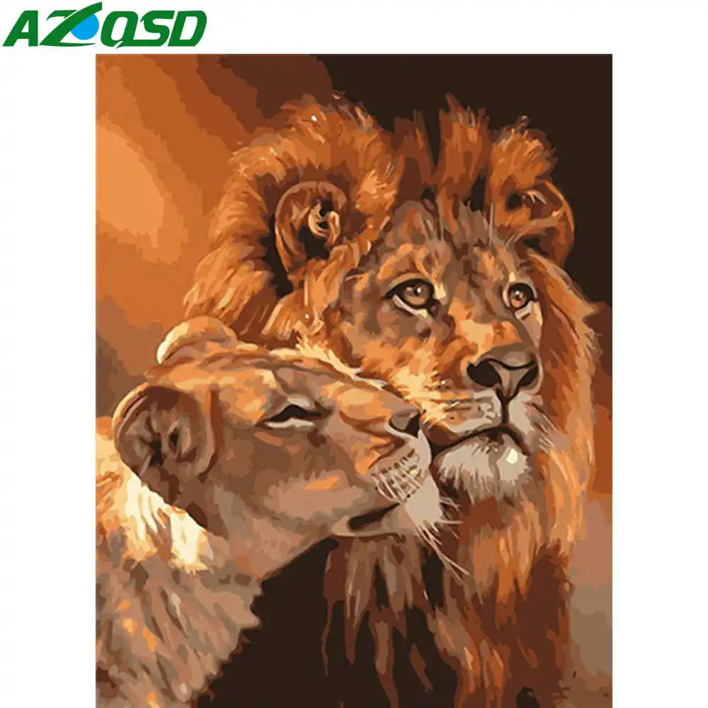 AZQSD Краски по номерам комплект для взрослых Лев 40X50cm без рамки Рукоделие &quotсделай