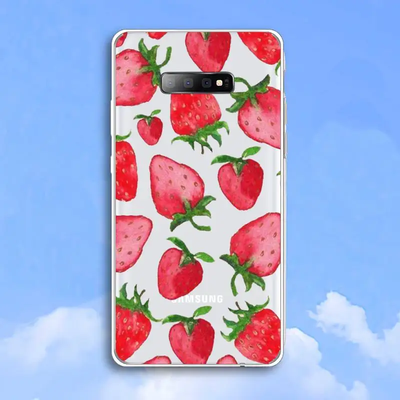 

Pink fruit strawberry Phone Case Transparent For Samsung Galaxy A 71 21s S note 8 9 10 plus 20 ultra