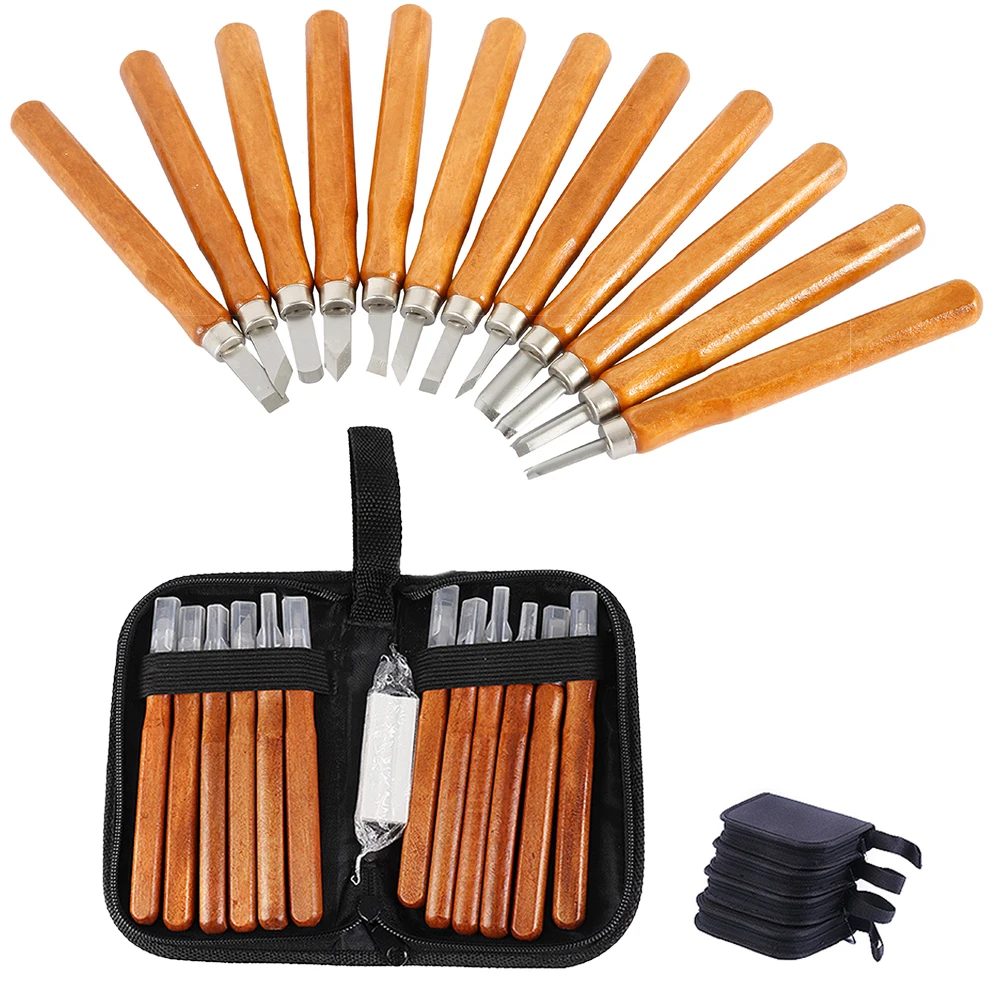 

12 PCS Woodcut Knife Hand Wood Carving Knife Sculpture Wood Carving Tools for Wooden Crafts Woodcut DIY Tools
