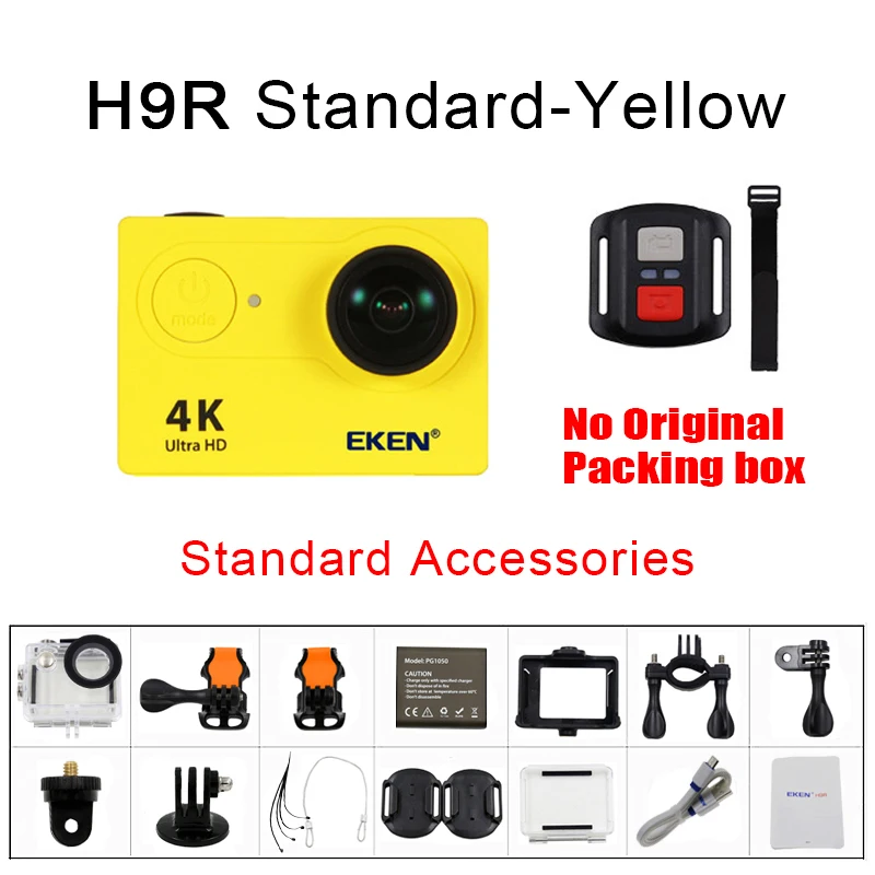 Экшн-камера eken H9 H9R wifi Ultra HD Mini Cam 4 K/30FPS 1080 p/60fps 720 P/120FPS Подводная Водонепроницаемая спортивная видеокамера - Цвет: H9R Yellow (No Box)