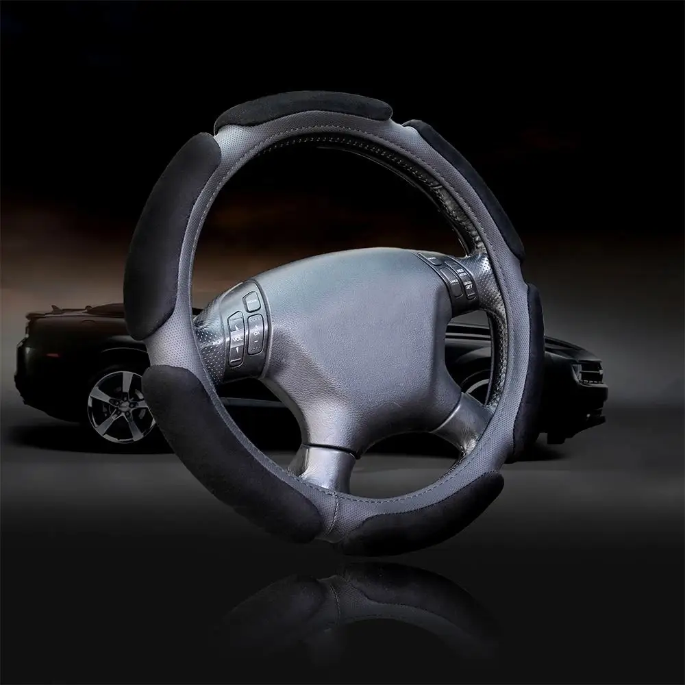 

RTS Manufacturer low coste Fashion PU leather auto 4 Spoke Suede Steering Wheel Cover car