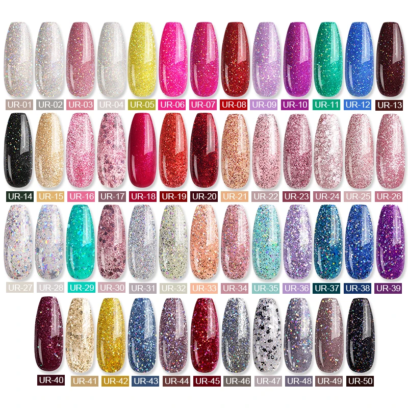 

UR SUGAR 4Pcs Thermal Color Changing Gel Nail Polish Set 4 Holography Glitter Colors Soak Off UV Gel Varnish Nail Art Kit