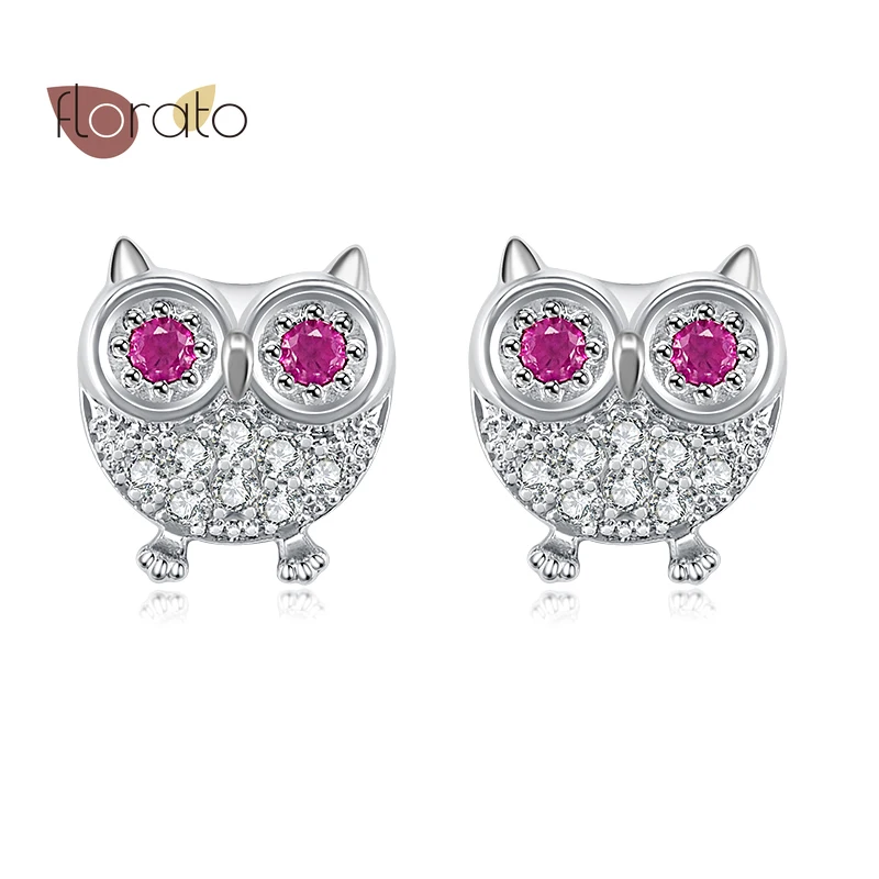 

Owl Purple Eye Small Stud Earrings 925 Sterling Silver Ear Needle Minimalist Women's Earrings Exquisite Earrings Birthday Gift