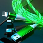 Магнитный кабель 3A для iPhone, Xiaomi, Samsung, Micro USB, Type C, светящийся светодиодный провод, быстрая зарядка, магнитное зарядное устройство, светящийся шнур