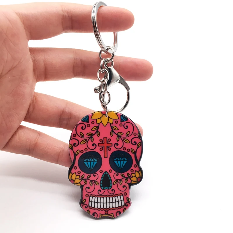G Брелок с черепом Calavera мексиканский милый сладкий сахар череп большой Омар брелок для ключей Хэллоуин акриловые бусины в форме черепа брелок сумка Подвески - Цвет: G