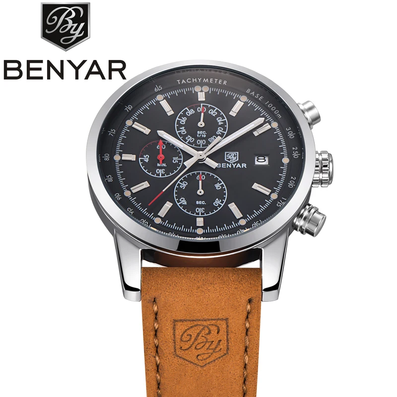 BENYAR 5102 часы мужские роскошные брендовые кварцевые часы модные часы с хронографом Reloj Hombre спортивные часы мужские часы Relogio Masculino