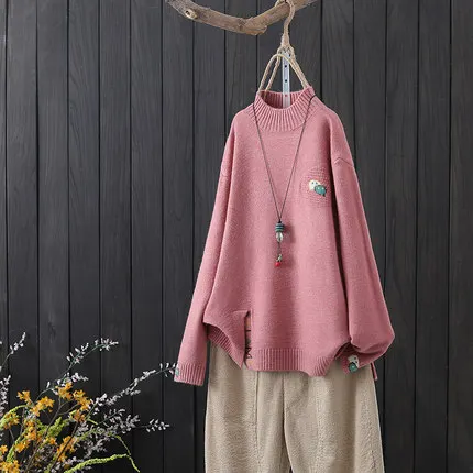 

Женские свитера большого размера, свободные зимние жаккардовые пуловеры с длинным рукавом