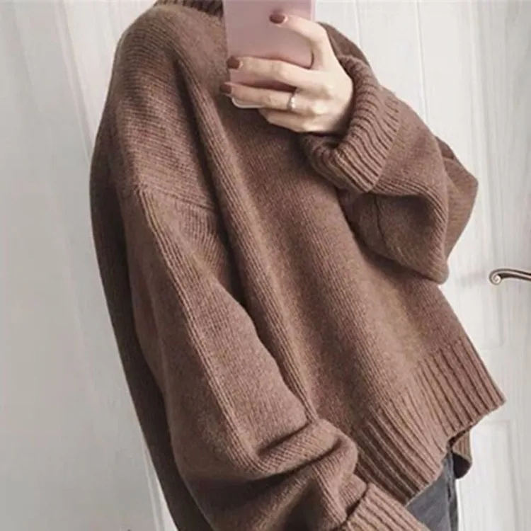 LHZSYY2021 Autumn Winter New 100%Wool Sweater Women's High-Neck Thick Knit Korean Large Size Pullover Wild Warm Cashmere Sweater