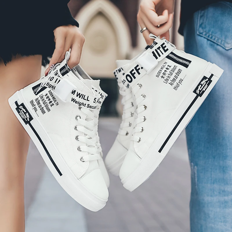 

Spring High-Top Canvas Shoes Men's All-Match White Shoes Casual Sneakers Couple Shoes Pairs of Small White Ins Street Shooting