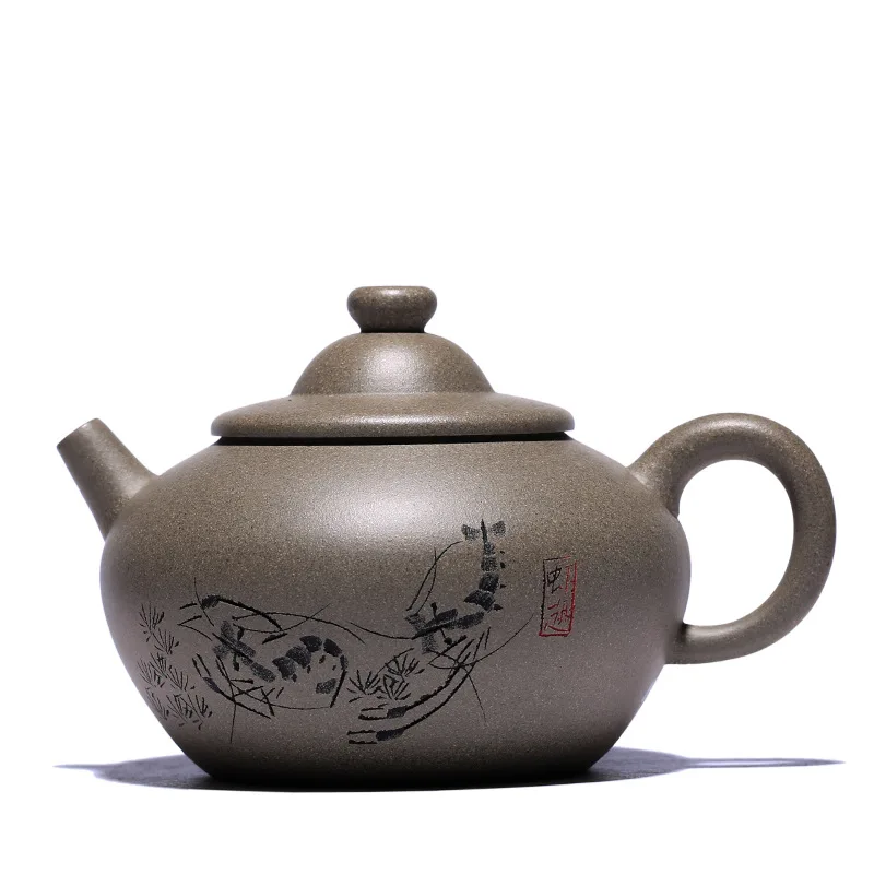 

Yixing purple clay teaware original mine green section hat pot shrimp fun pot handmade teapot