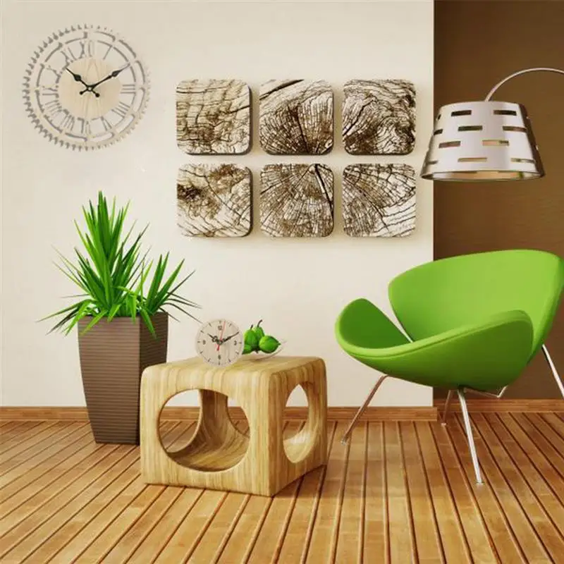 

Modern Silent Round Wood Wall Clock DIY Home Office Decoration