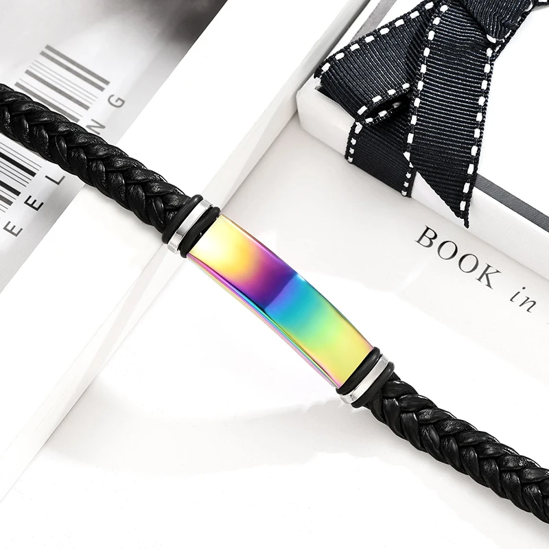 1 шт. Радужный Браслет из нержавеющей стали ID для женщин и мужчин искусственной