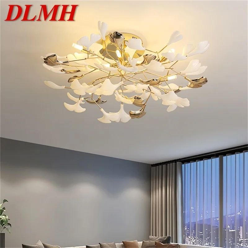 

DLMH Nordic Ceiling Lamps Creative Ginkgo Biloba Fixtures LED Lighting Decorative for Home Corridor