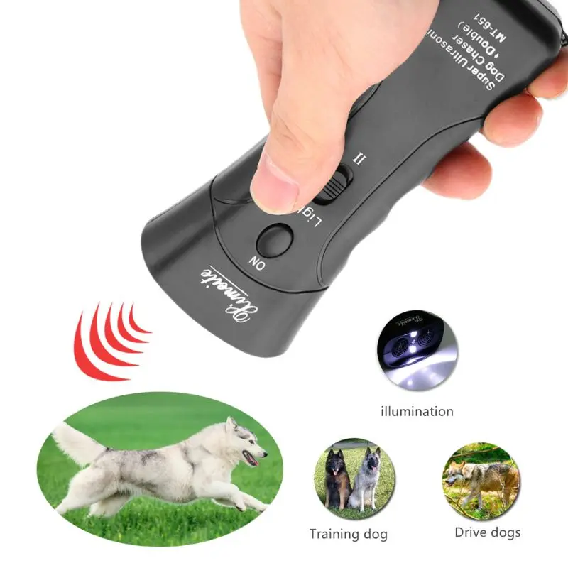 

New Ultrasonic Dog Chaser Stop Aggressive Animal Attacks Repeller Flashlight Agility Dog Training Equipment Dogs for Sale Pet