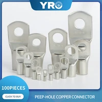 100pcs sc 35 8 copper connector copper nose wire lug bolt hole tin plated copper cable lug battery terminal