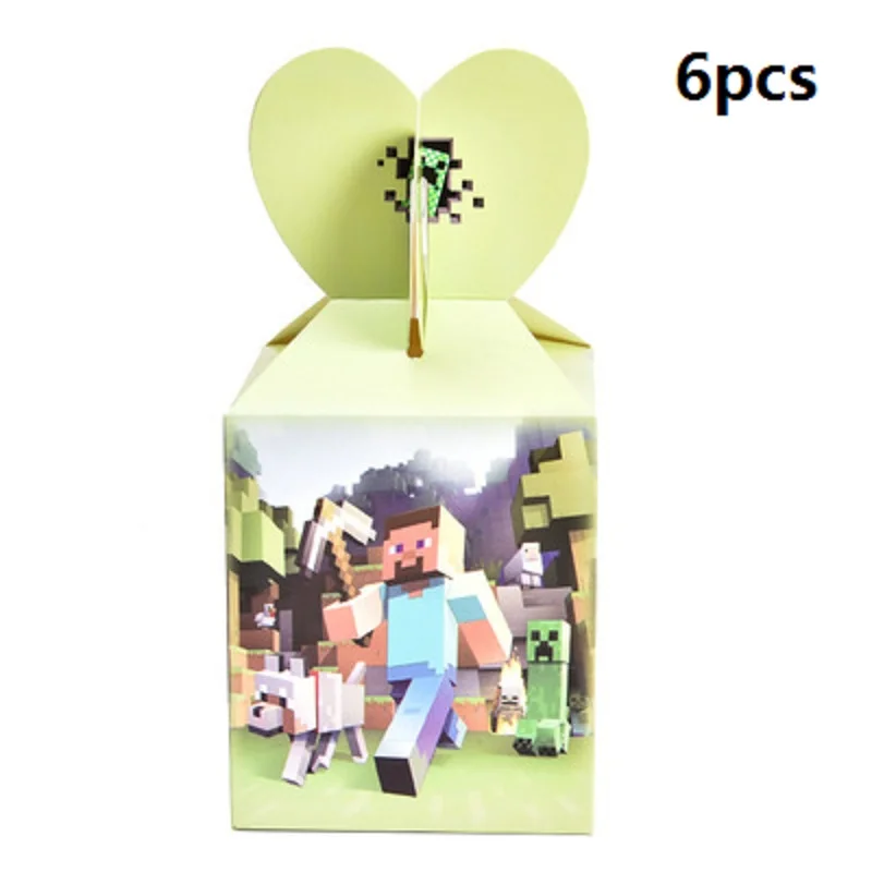 Набор украшений на день рождения в стиле майнкрафт коробка салфетки тарелки