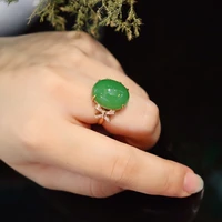 high grade hetian jade simulation optimization spinach green jade female ring national scalable rose gold dazzling jewelry