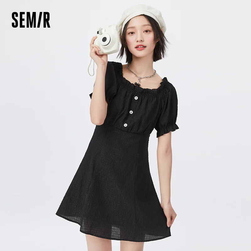 Платье SEMIR женское с коротким рукавом длинное пикантное черное дизайнерское