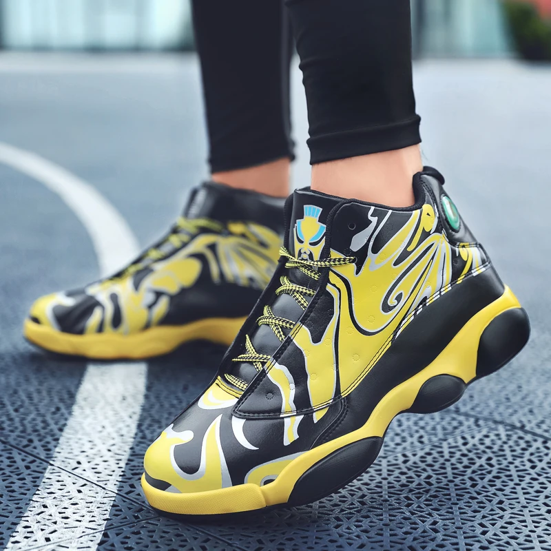 Boys Basketball Boots Yellow Youth Athletic Trainers Training Classic Men Basketball Shoes Stylish Retro Sport Shoes Men 36-46