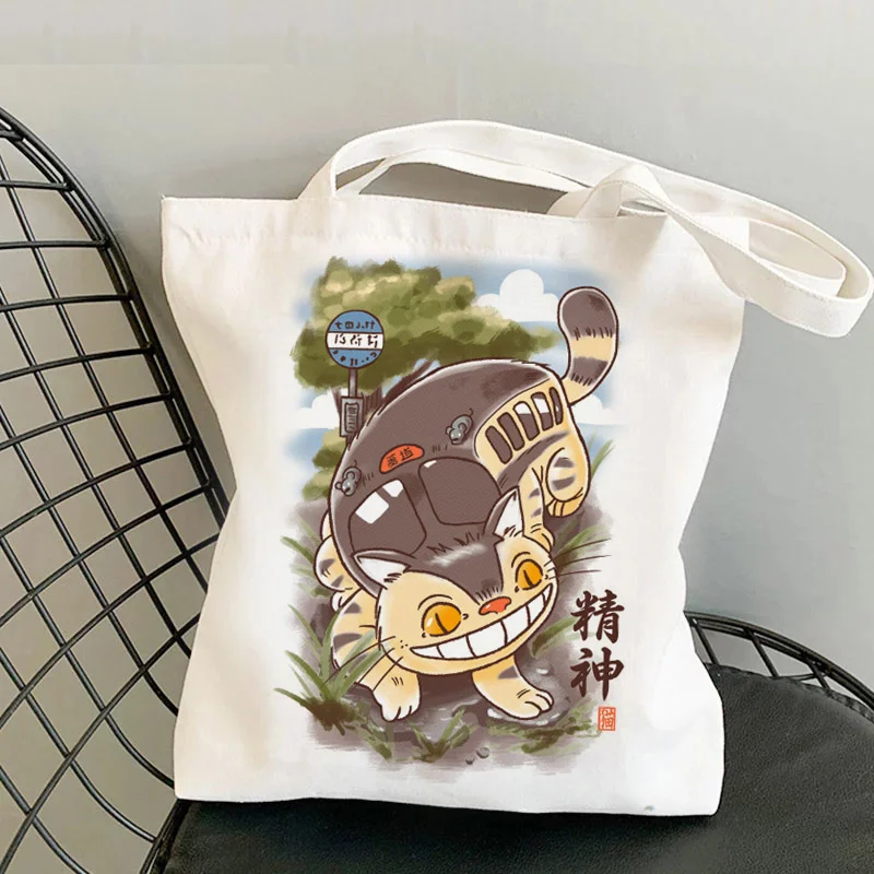 

Тоторо хозяйственная сумка bolsas de тела экологический холст многоразового использования, джутовый мешок с ручками, сумка-шоппер, сумка для по...