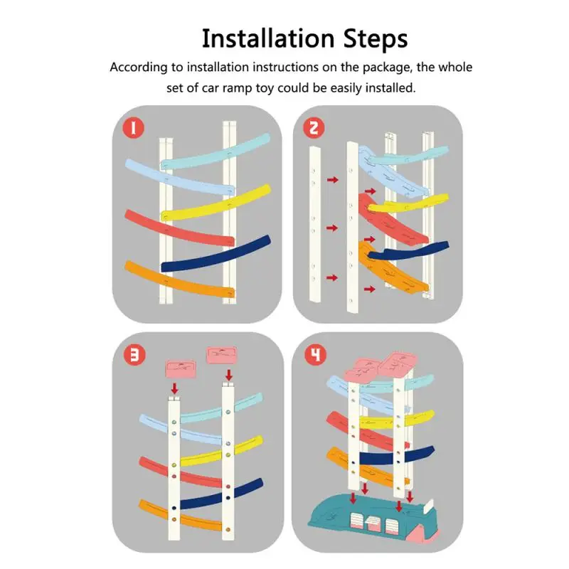 

Children Layer 6 Sliding Inertial Toy Car Cartoon Ramp Toy For Toddler Car Race Track Toys With 8 Cars Turn Around Brain Game