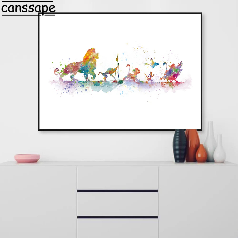 Постер Король Лев холст картина акварельная печать мультфильм Настенная