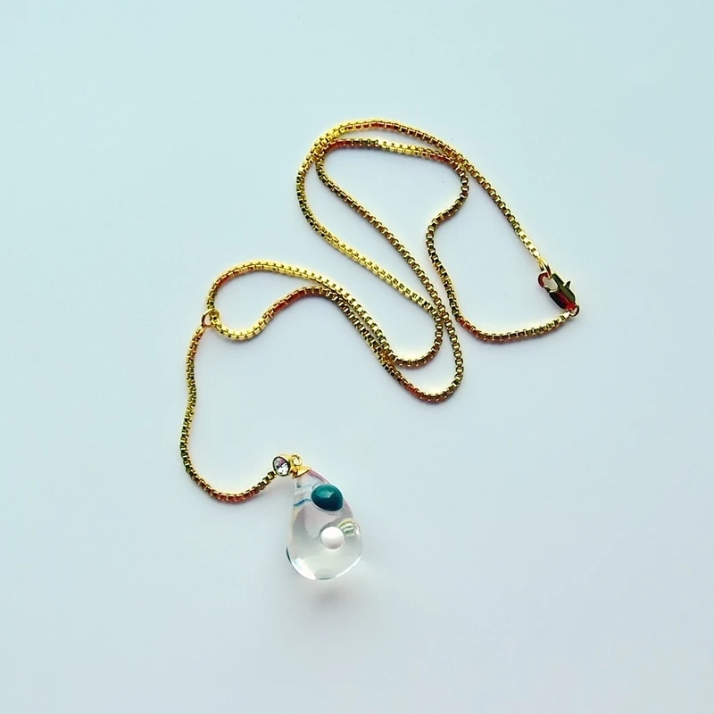 

Europe And The United States New Resin Transparent Water Droplets Set Cat-eye Amber Stone Fashion Simple Collarbone Necklace