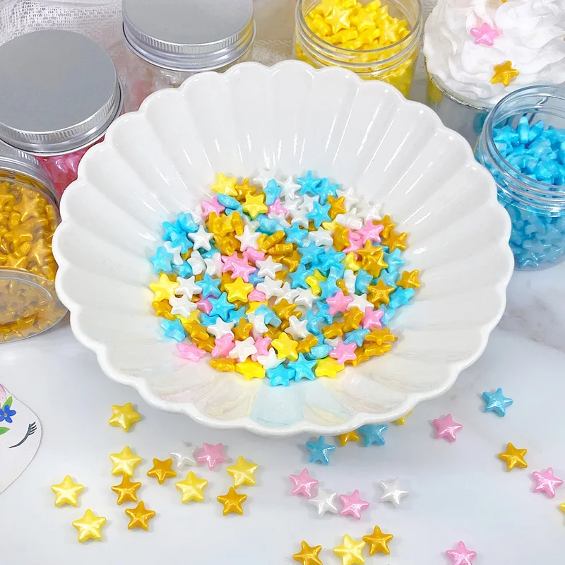 Съедобные пятиконечные звезды конфеты торт искусственные бусины красочные