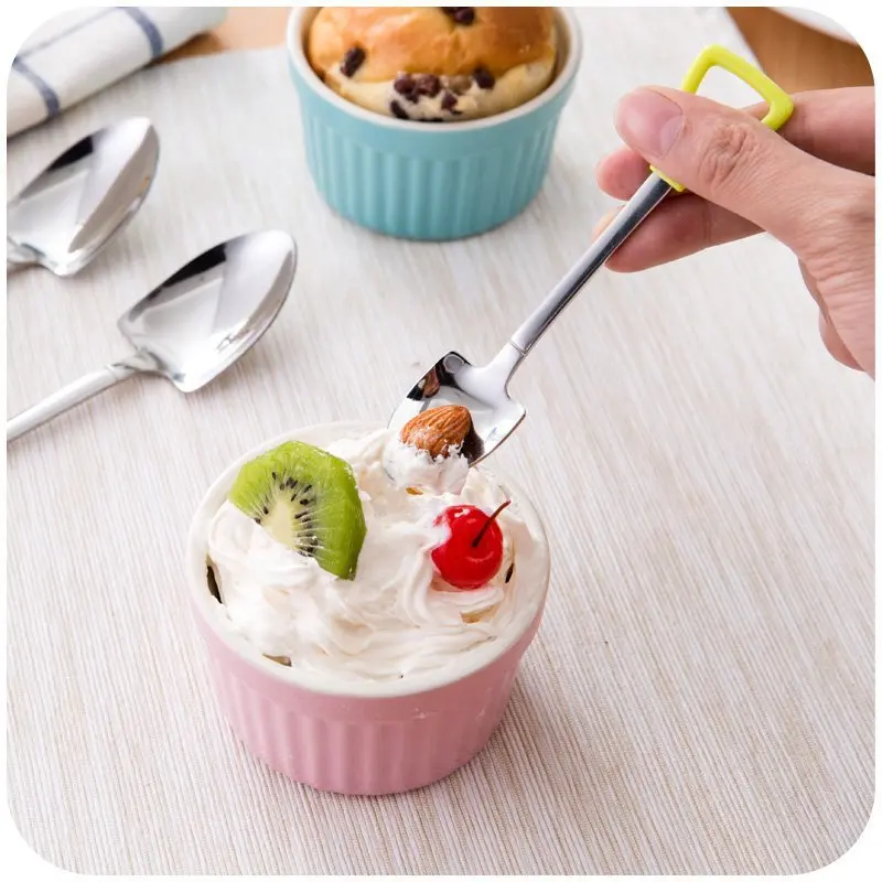 Stainless Steel Scoop Shovel Shape Spoon Long Handle Creative Spade Rice Domestic Tableware Coffee |