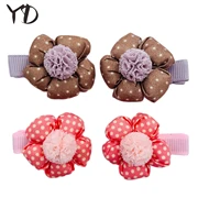24pcs headwear hairpin original design flower with cotton ball and white dot baby hair clip korean barrettes hair accessories