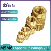 brass hot melt inset nuts heating molding copper thread inserts nut sl type double twill knurled injection brass nut m5m6 20pcs