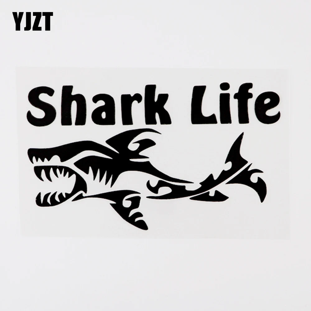 

YJZT, см х см, Виниловая наклейка на окно автомобиля в виде животного, Акула, жизнь, декоративная наклейка, черный/серебристый цвет 8C-0207