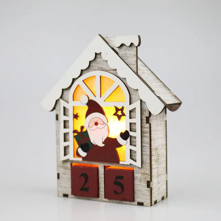 

Christmas Decoration Small Wooden House LED Luminous Calendar Small House Christmas Countdown Gifts for Children Gift Box
