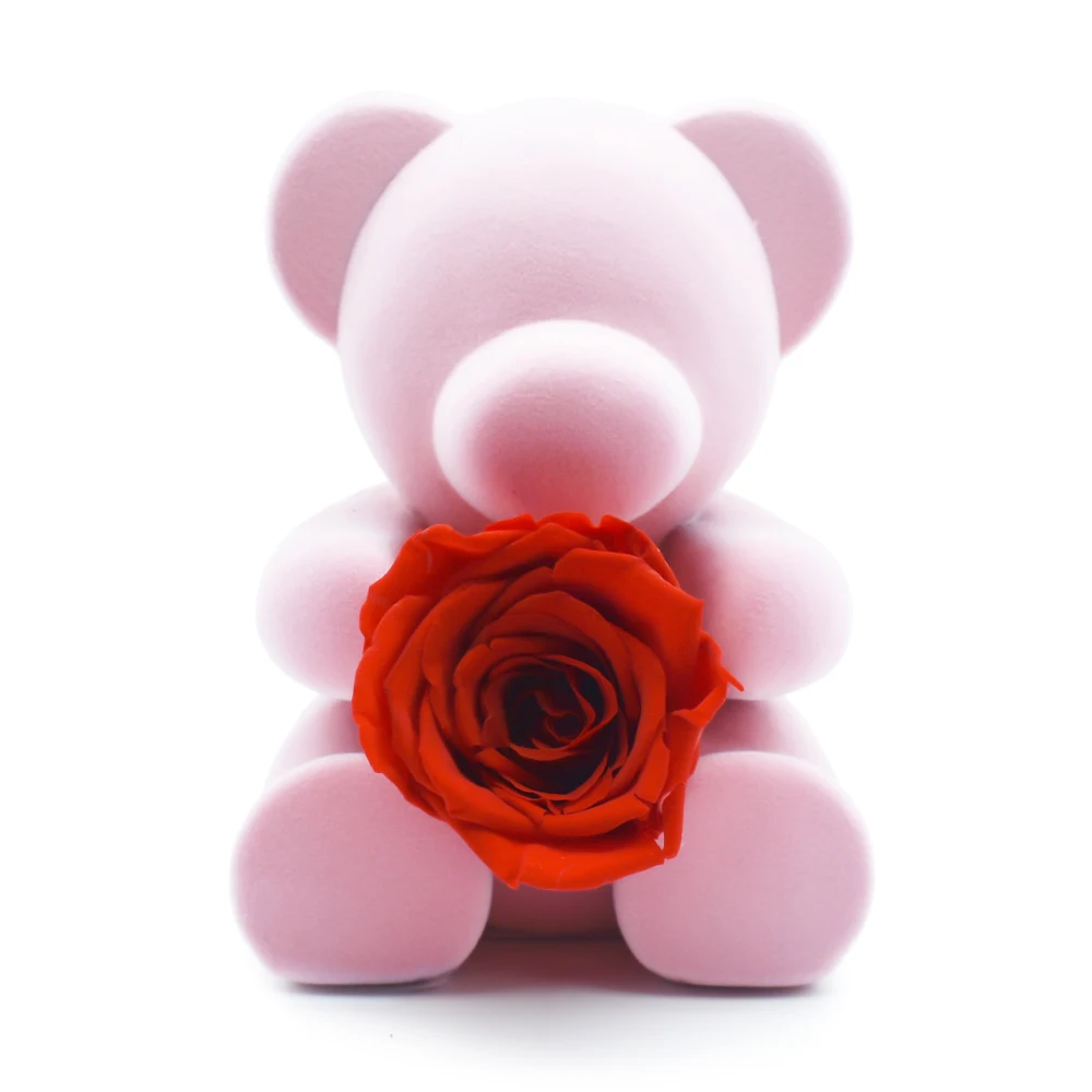 

Художественное украшение, розовый медведь, красный неувядающий цветок, подарок на день Святого Валентина, художественный подарок, свадебны...