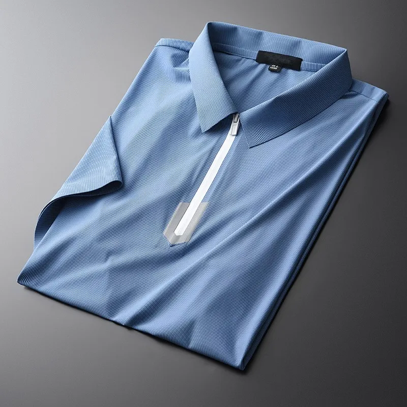 

Minglu Summer Blue Mens T-shirts Luxury Short Sleeve Soft Silky Thin Casual Male T-shirts Fashion Slim Fit Man T-shirts 4XL