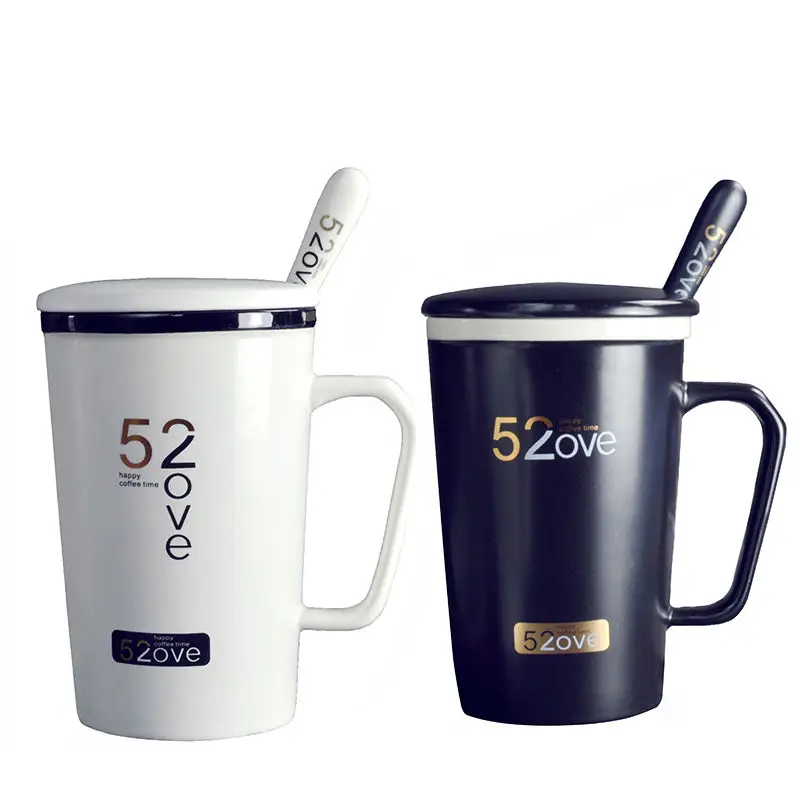 Креативная керамическая кружка с крышкой и ложкой пара моделей для мужских